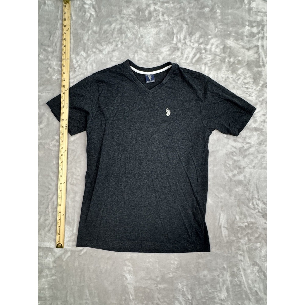 Men's Small US Polo Assn Black V-Neck Gray Embroidery‎